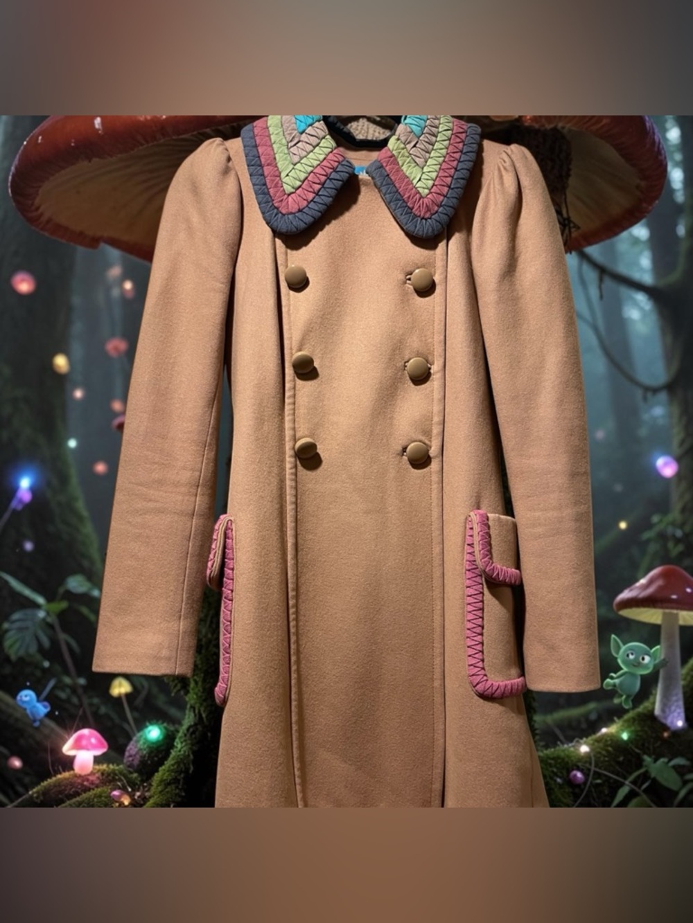 Plenty by Tracy Reese | Wool Blend Crochet Collar Coat, Camel, Size 0, GUC - Picture 10 of 16